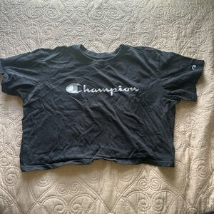 Champion Kids Black Tee with Logo